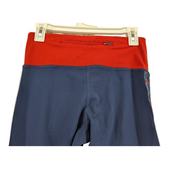 Champion Authentic Graphic Leggings M Red Navy Logo Back Zip Pocket Athleticwear - Picture 3 of 10